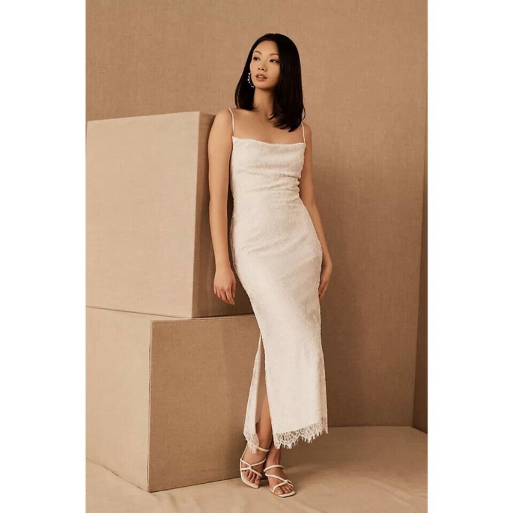 BHLDN Amsale white Connie Lace Slip dress